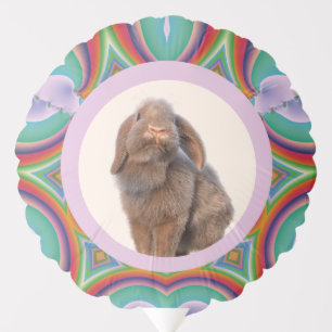 Custom Holland Lop Rabbit Photo Rainbow Art Balloon