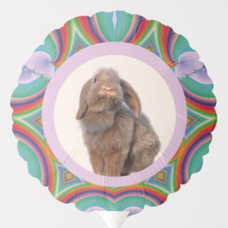 Custom Holland Lop Rabbit Photo Rainbow Art Balloon