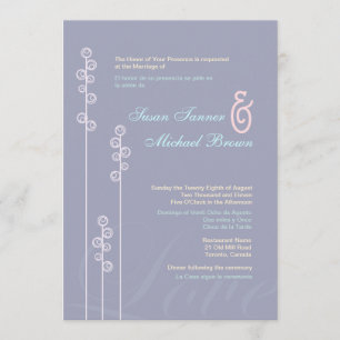::custom:Hollyhock & Ampersand Bilingual Wedding Invitation