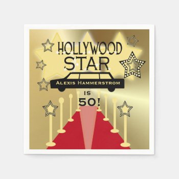 Custom Hollywood Star Birthday Paper Napkins by birthdayTshirts at Zazzle