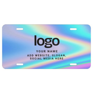 Custom Holographic Business Logo Rainbow License Plate