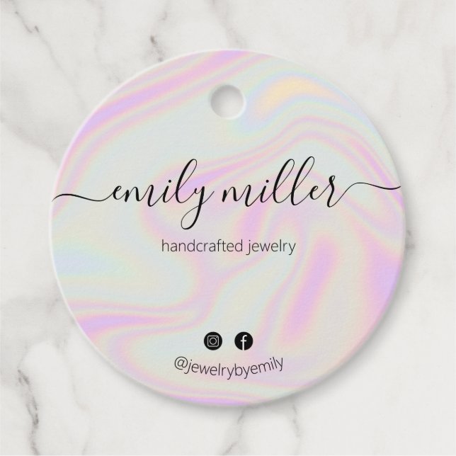 Custom Holographic Calligraphy Script Hang Tag (Front)