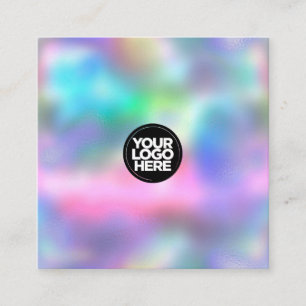 Custom holographic iridescent logo artists square business card