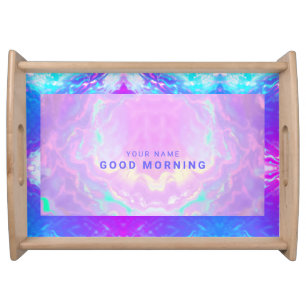 Custom Holographic Iridescent Purple Cute Serving Tray