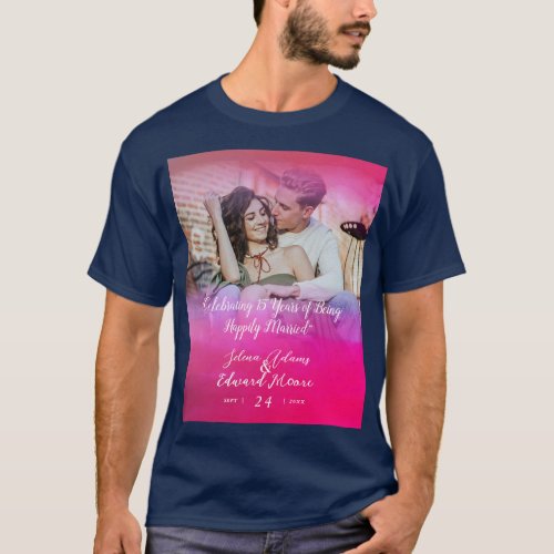 Custom Holography Overlay Photo Anniversary T_Shirt