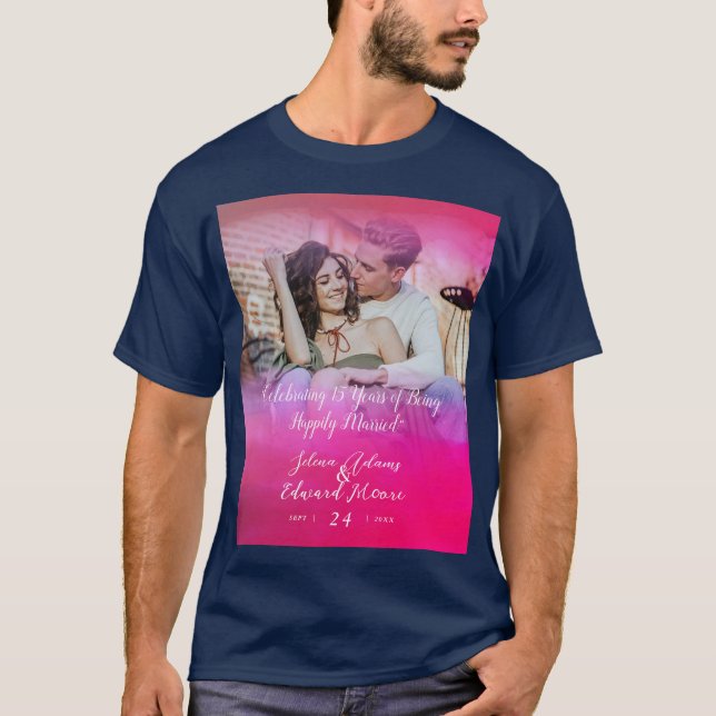 Custom Holography Overlay Photo Anniversary T-Shirt (Front)