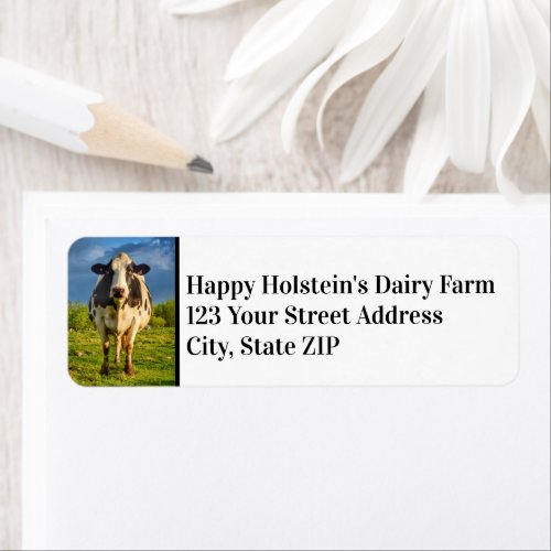 Custom Holstein Cow Business Label