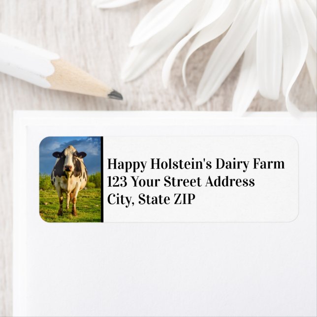 Custom Holstein Cow Business Label (Insitu)