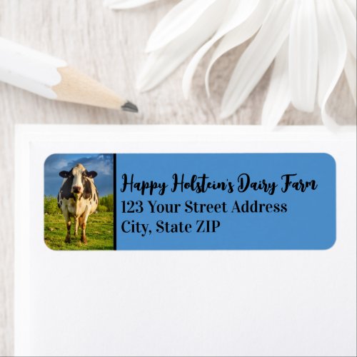 Custom Holstein Cow Business Label