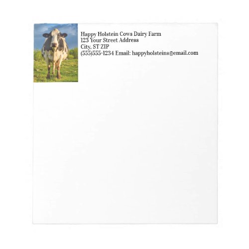 Custom Holstein Cow Business Notepad