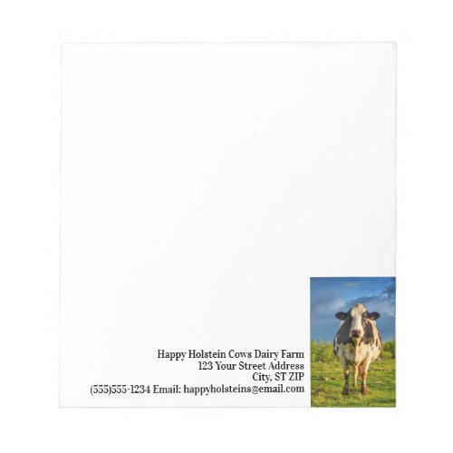 Custom Holstein Cow Business Notepad