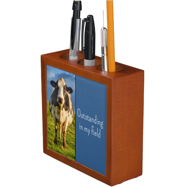 Custom Holstein Cow Desk Organizer (In Situ)