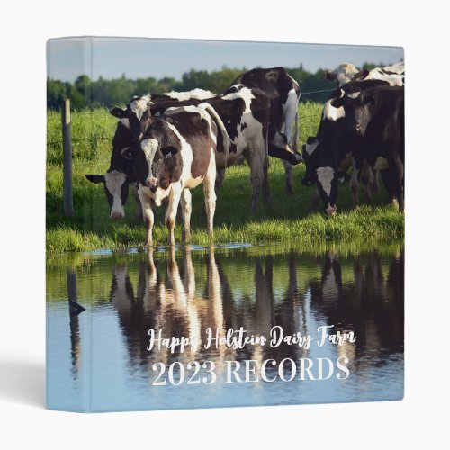 Custom Holstein Dairy Cow Business 3 Ring Binder
