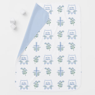 Custom Holy Baptism First Communion Floral Baby Blanket