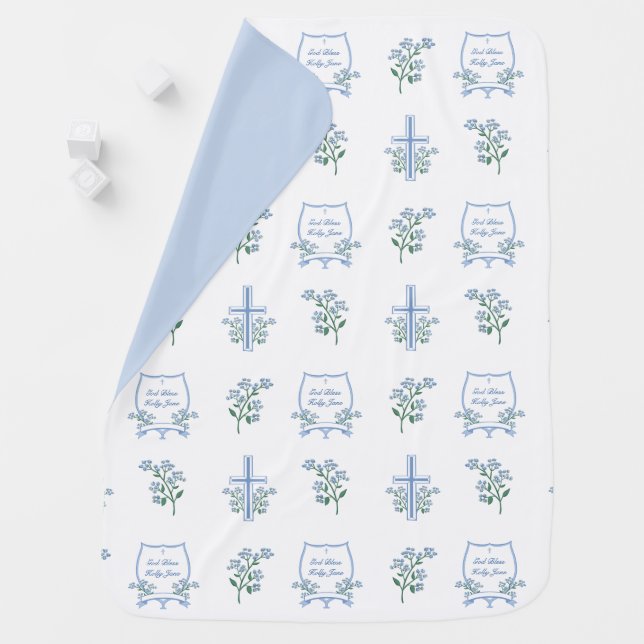 Custom Holy Baptism First Communion Floral Baby Blanket (In Situ)