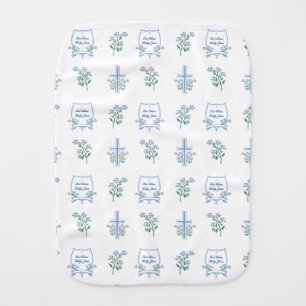 Custom Holy Baptism First Communion Floral Baby Burp Cloth