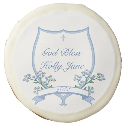 Custom Holy Baptism First Communion Floral Baby Sugar Cookie