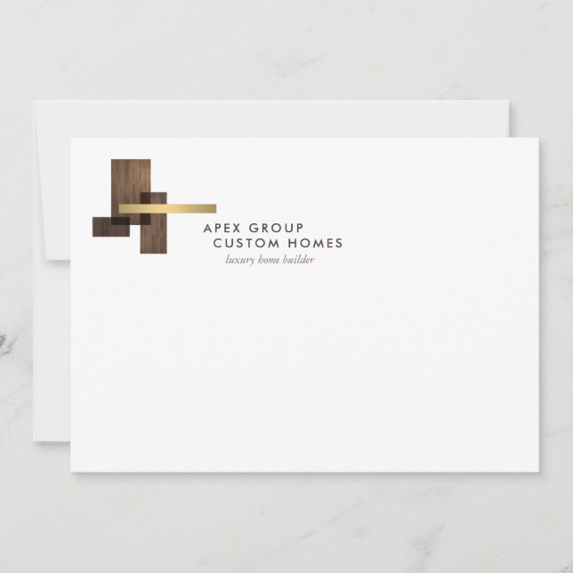 Custom Home Builder Logo Flat Notecard (Front)