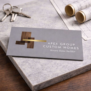 Custom Home Builder Logo Gray Business Card