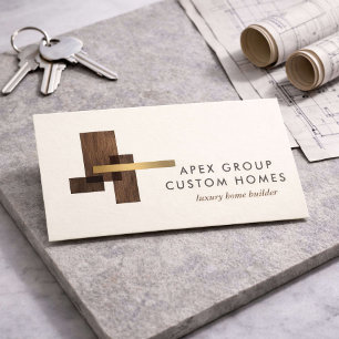 Custom Home Builder Logo Ivory Business Card