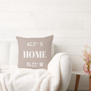 Custom Home Coordinates Throw Pillow