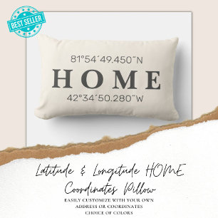 Custom Home Coordinates Throw Pillow   Ivory