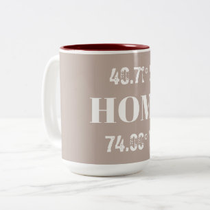 Custom Home Coordinates Two-Tone Coffee Mug
