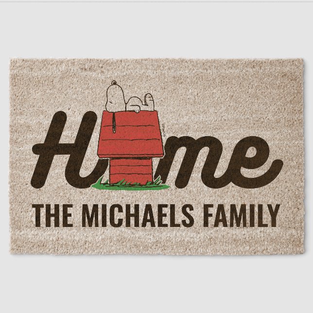 Custom HOME | Cozy Peanuts Snoopy Napping Fiber Doormat (Front)