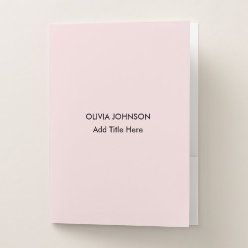 Custom Home Office Blush Pink Pocket Folder