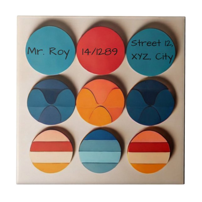 Custom Home plate Modern Mid Century Geometric Ceramic Tile (Front)