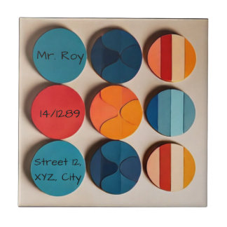 Custom Home plate Modern Mid Century Geometric Ceramic Tile