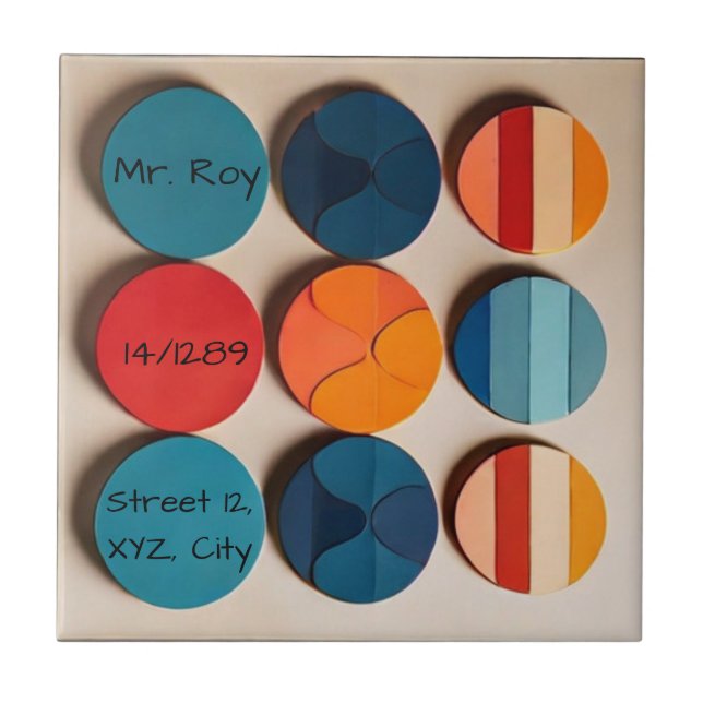 Custom Home plate Modern Mid Century Geometric Ceramic Tile (Front)