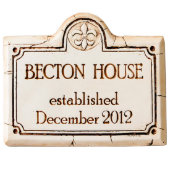 Custom Home Sign with Decorative Fleur di Lis (Front)