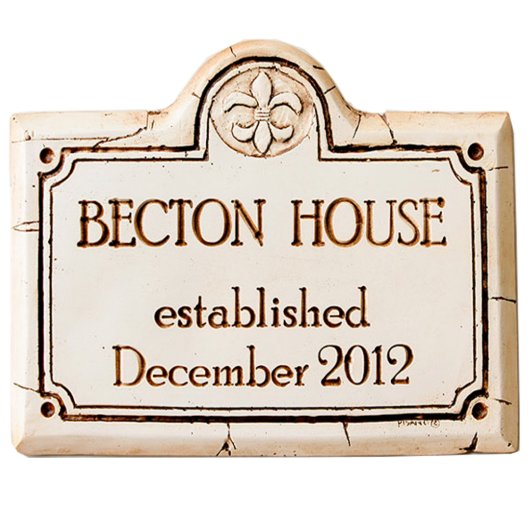 Custom Home Sign with Decorative Fleur di Lis (Front)