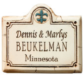 Custom Home Sign with Decorative Fleur di Lis (Front)