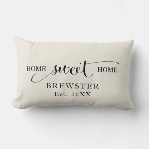 Custom Home Sweet Home Family Name Lumbar Pillow