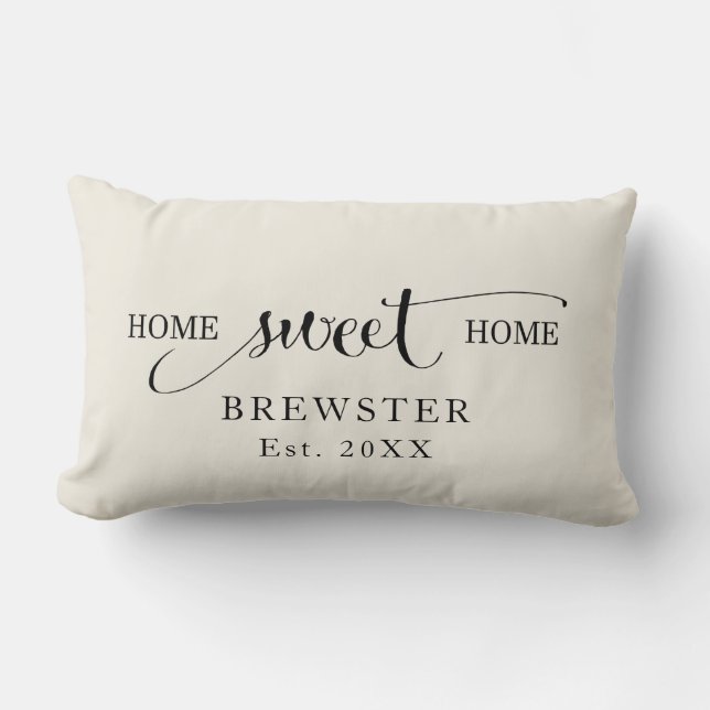 Custom Home Sweet Home Family Name Lumbar Pillow (Front)