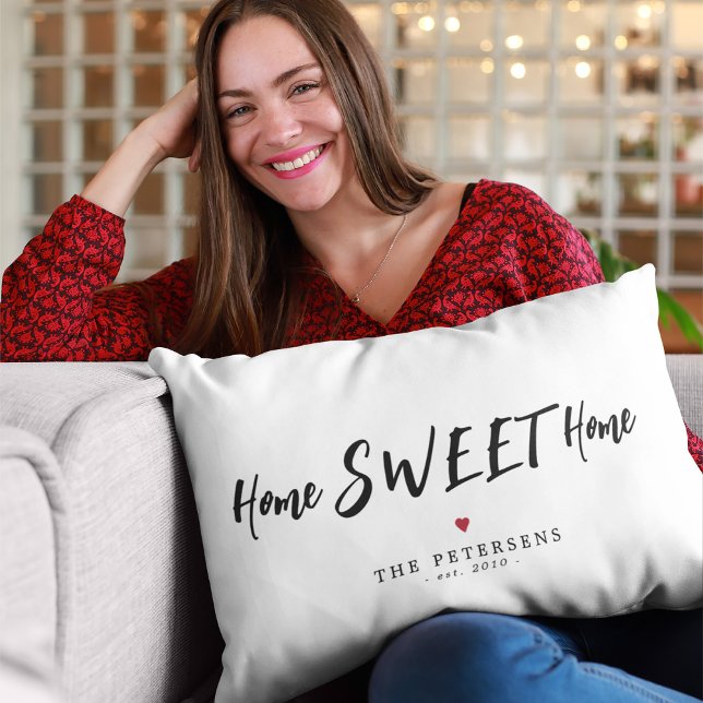 Custom home sweet home family name typography lumbar pillow (Creator Uploaded)