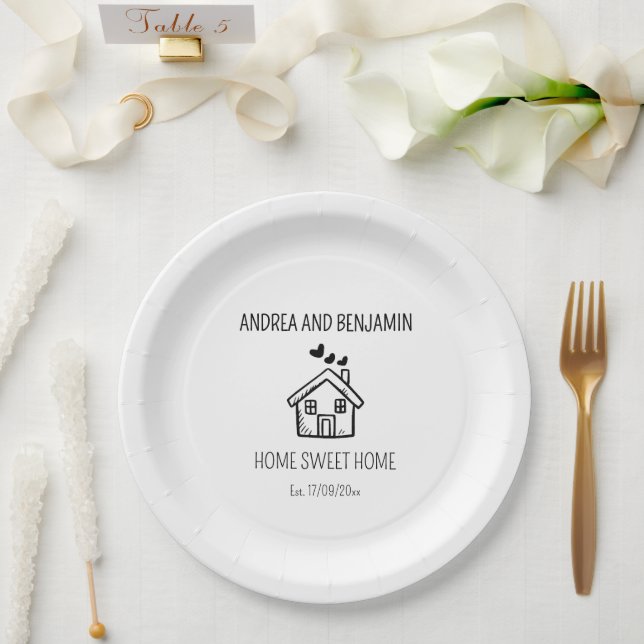 Custom Home Sweet Home Housewarming Paper Plates (Wedding)