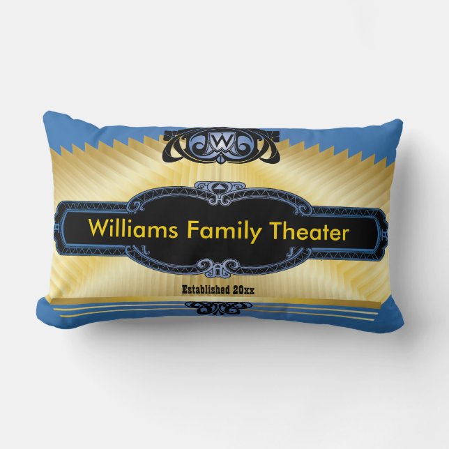Custom Home Theater Add Your Monogram Lumbar Pillow (Front)