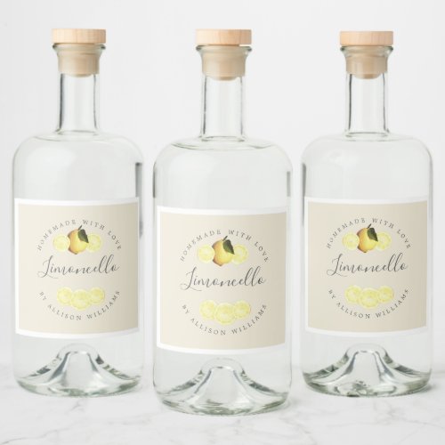 Custom Homemade Antique White Limoncello Label 