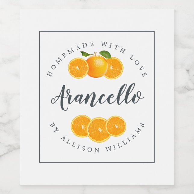 Custom Homemade Arancello Label (Single Label)