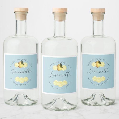 Custom Homemade Blue Glow Limoncello Label 