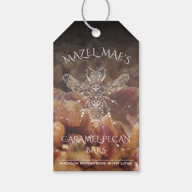 Custom Homemade Caramel-Pecan Bars Honey Labels (Front)