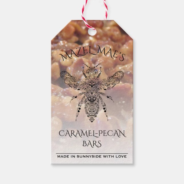 Custom Homemade Caramel-Pecan Bars Honey Labels (Front)