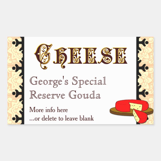 Custom Homemade Cheese Sticker Template (Front)