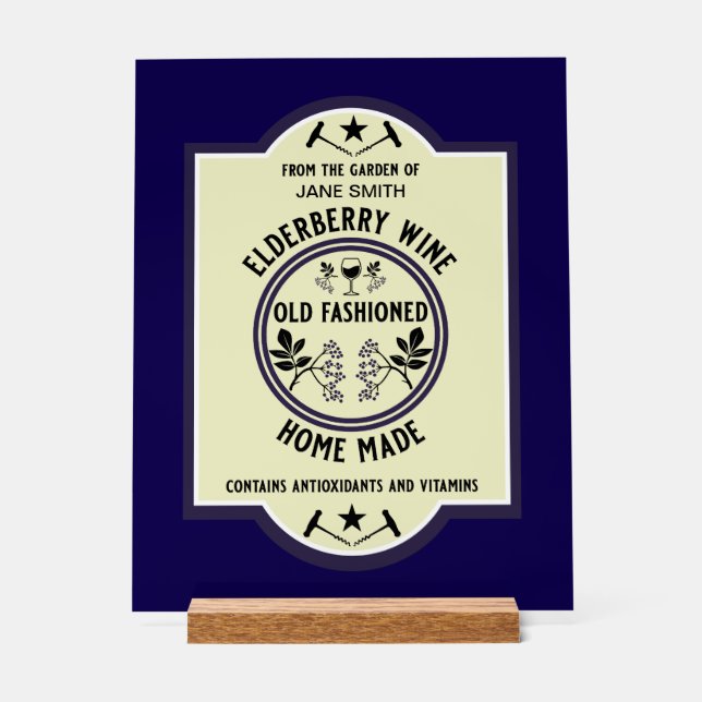 Custom Homemade Elderberry Drinks Acrylic Sign (Front)