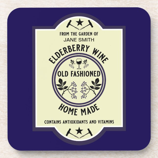 Custom Homemade Elderberry Drinks Beverage Coaster (Front)