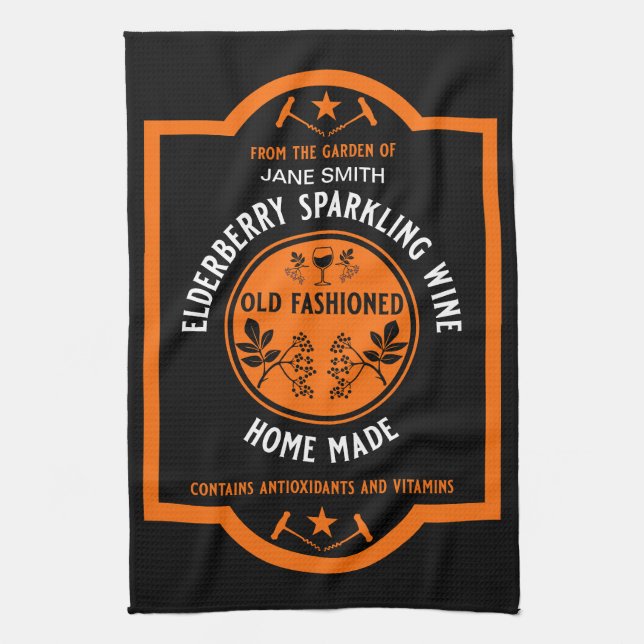 Custom Homemade Elderberry Sparkling  Kitchen Towel (Vertical)