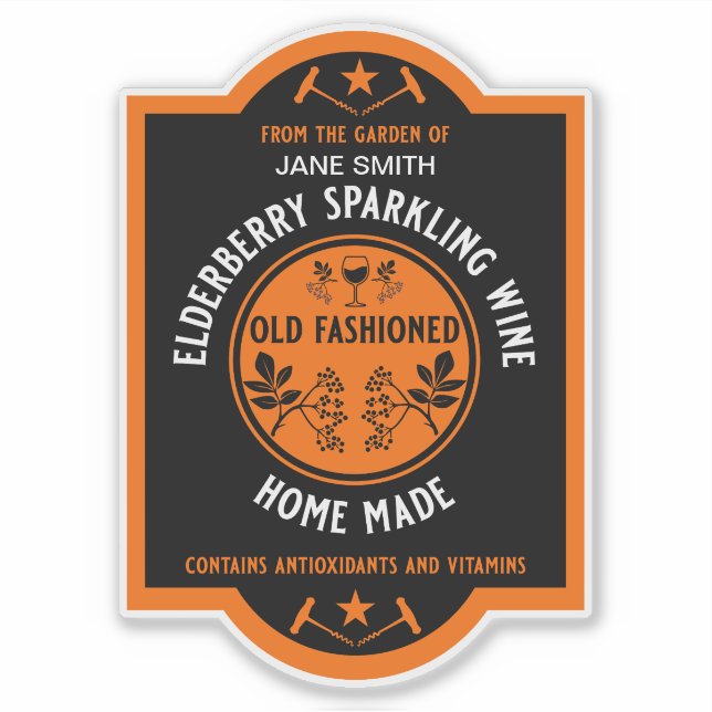Custom Homemade Elderberry Sparkling  Sticker (Front)